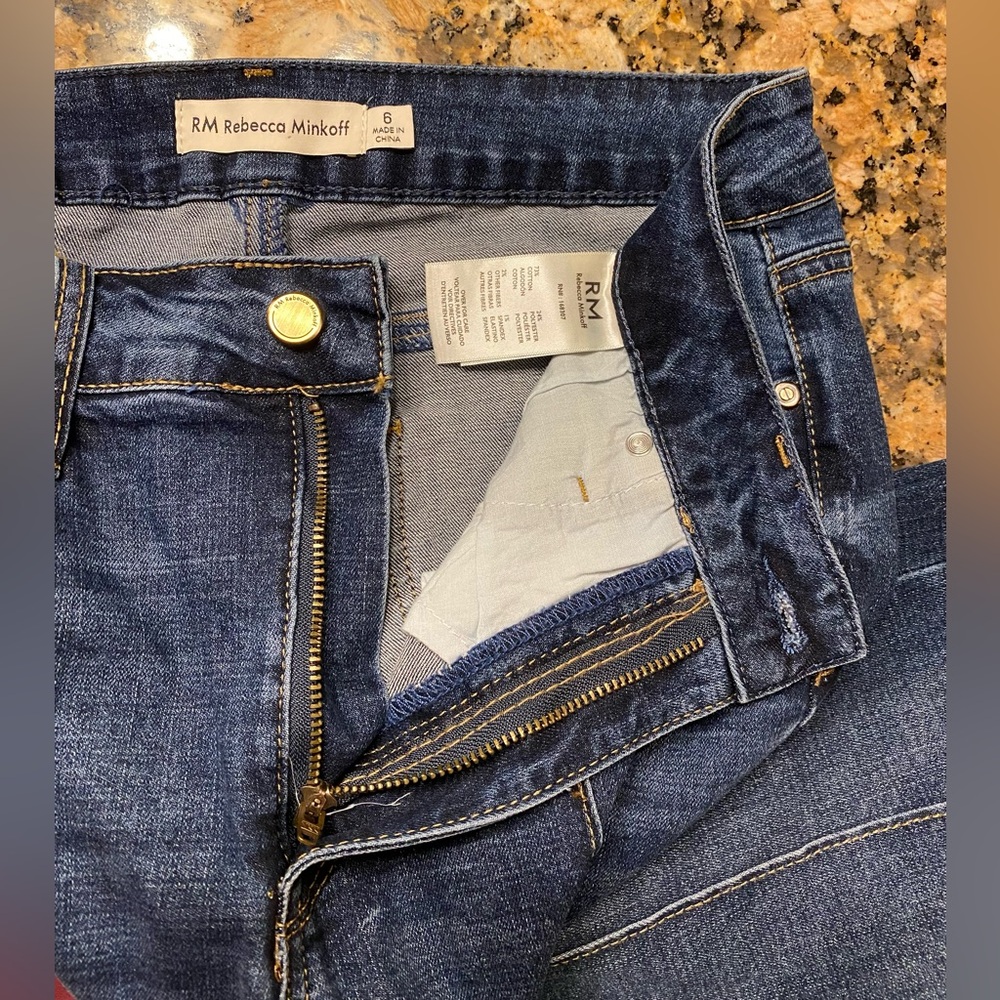 RM Rebecca Minkoff Y2K Skinny Capri Dark Blue Pant/Cropped Denim Jeans (Size 6) - Picture 8 of 10